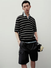 Men's Loose-Fit Striped Knit Polo Shirt